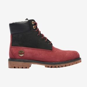 Timberland Premium 6 inch Shearling Boot ask Red Nubuck WBLK